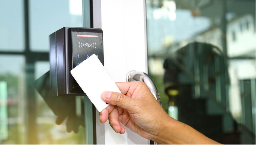 A proximity card presented at a door reader