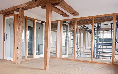 Original timber beams inside Croxtons Mill